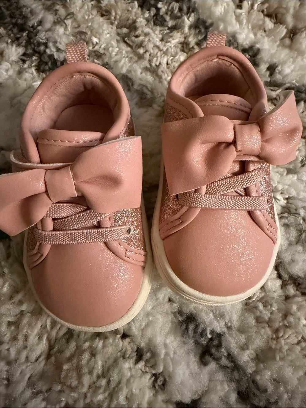 Carter's Pink Glitter Bow Baby Walker Sneakers